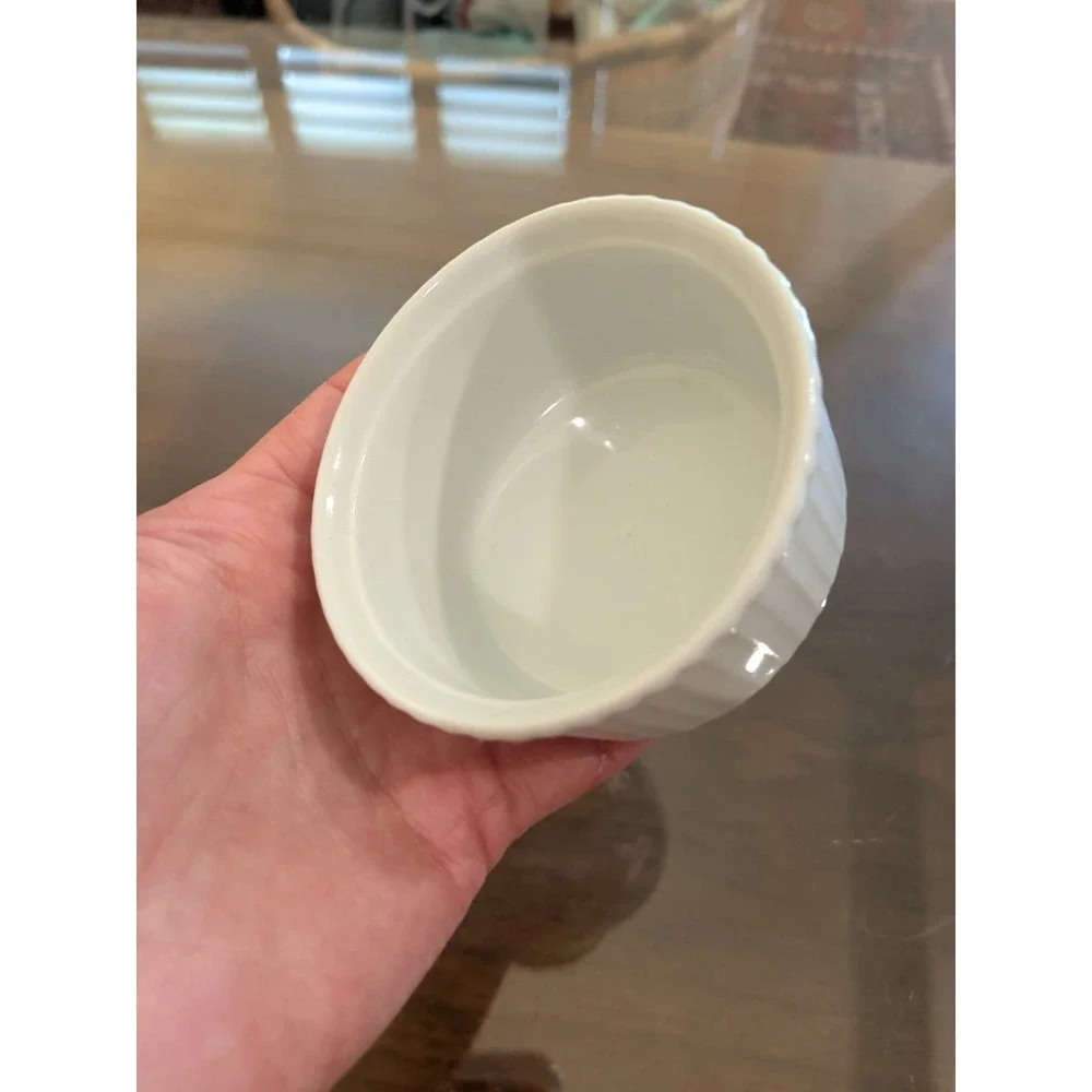Apilco France White Porcelain Ribbed Ramekin - Size 2 - 3